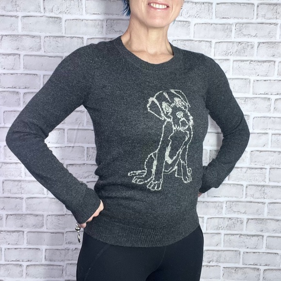 🐶NWOT |•TWO SISTERS•| Dark Grey Sweater Sparkle Eye Dog Size Small - Picture 3 of 9